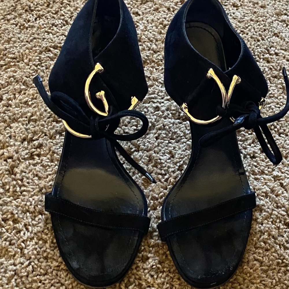 Gucci Black Suede Hourse-bit Stiletto Sandals